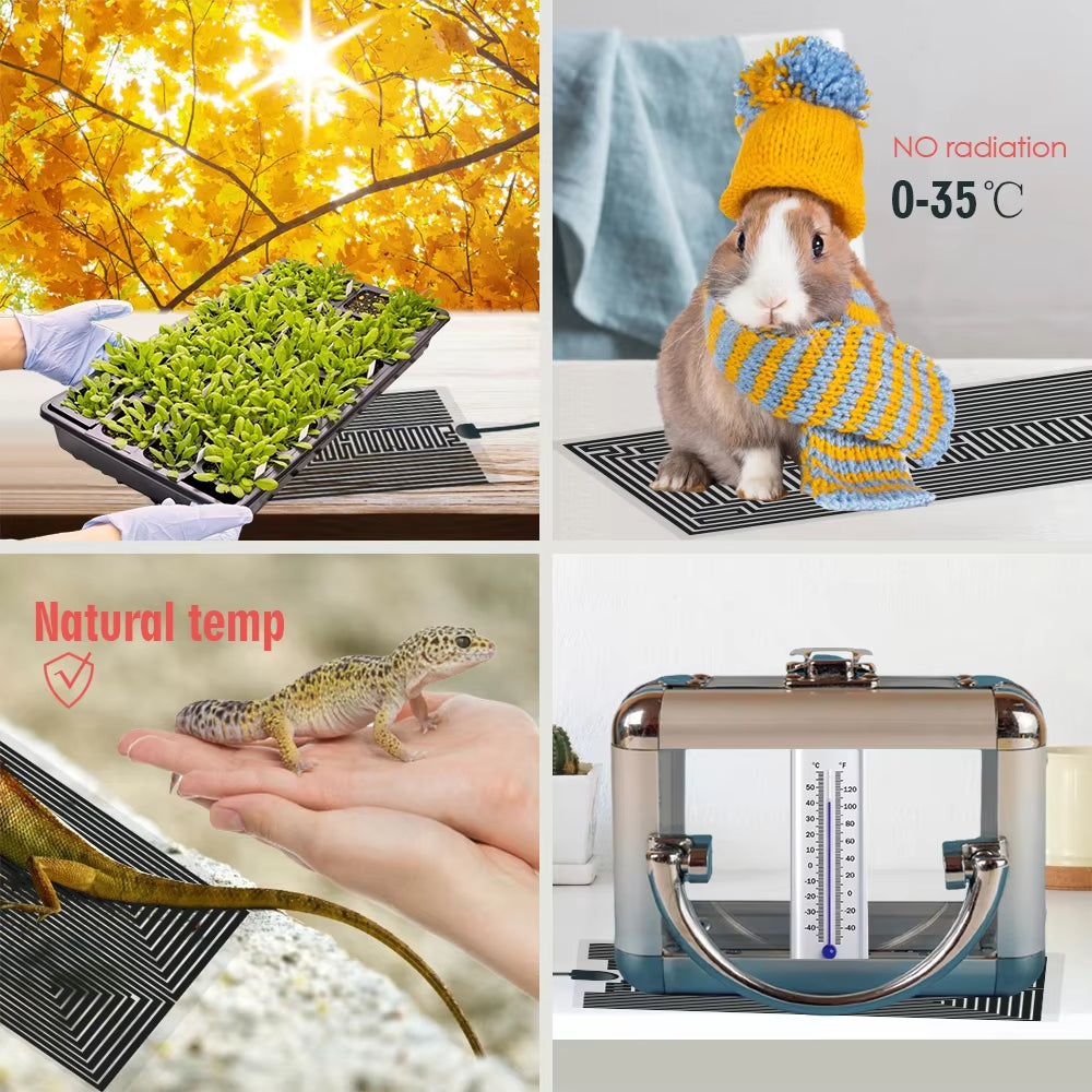 5-45W Plants Heating Pad Reptile Winter Terrarium Heaters Garden Seedling Warmer under Tank Heat Mat with Temperature Control
