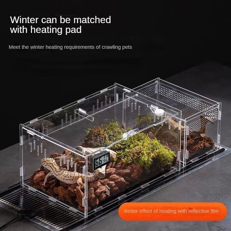 Reptile Acrylic Transparent Terrarium Breeding Box Turtle Cage Nano Arboreal Tarantula Enclosure Dearded Dragon Reptiles Habitat