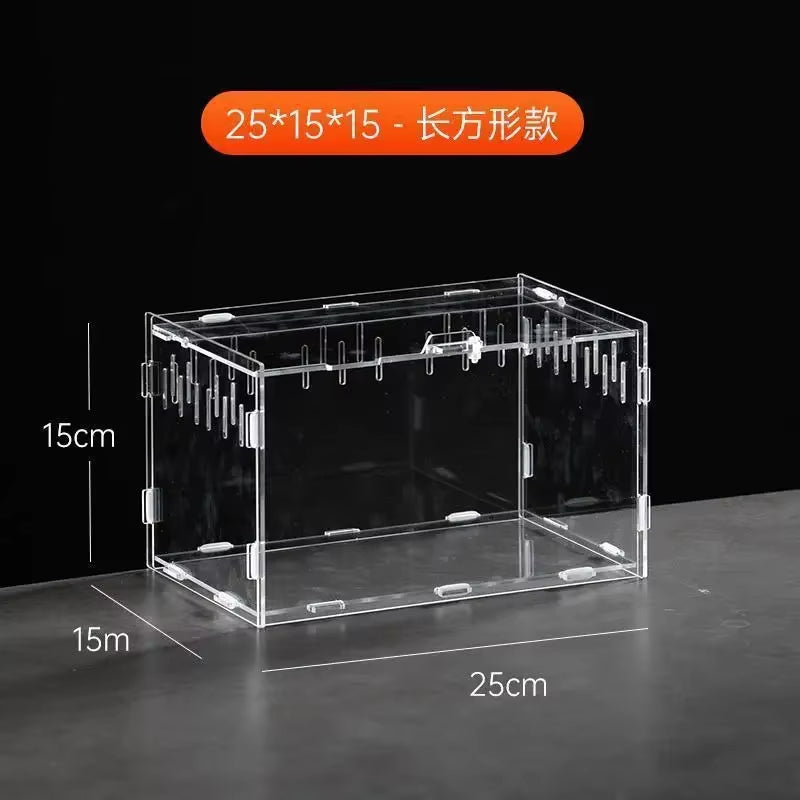 Reptile Acrylic Transparent Terrarium Breeding Box Turtle Cage Nano Arboreal Tarantula Enclosure Dearded Dragon Reptiles Habitat