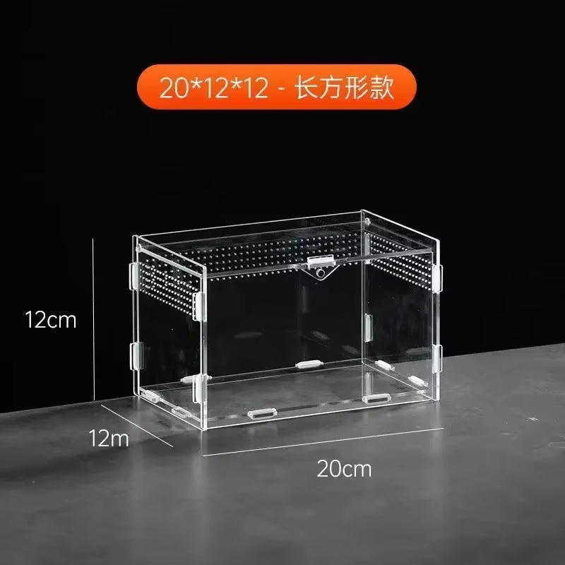 Reptile Acrylic Transparent Terrarium Breeding Box Turtle Cage Nano Arboreal Tarantula Enclosure Dearded Dragon Reptiles Habitat