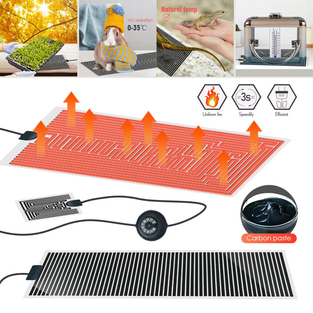 5-45W Plants Heating Pad Reptile Winter Terrarium Heaters Garden Seedling Warmer under Tank Heat Mat with Temperature Control