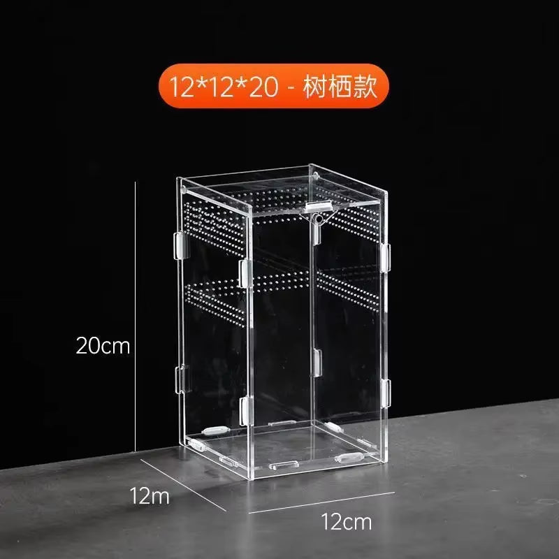 Reptile Acrylic Transparent Terrarium Breeding Box Turtle Cage Nano Arboreal Tarantula Enclosure Dearded Dragon Reptiles Habitat