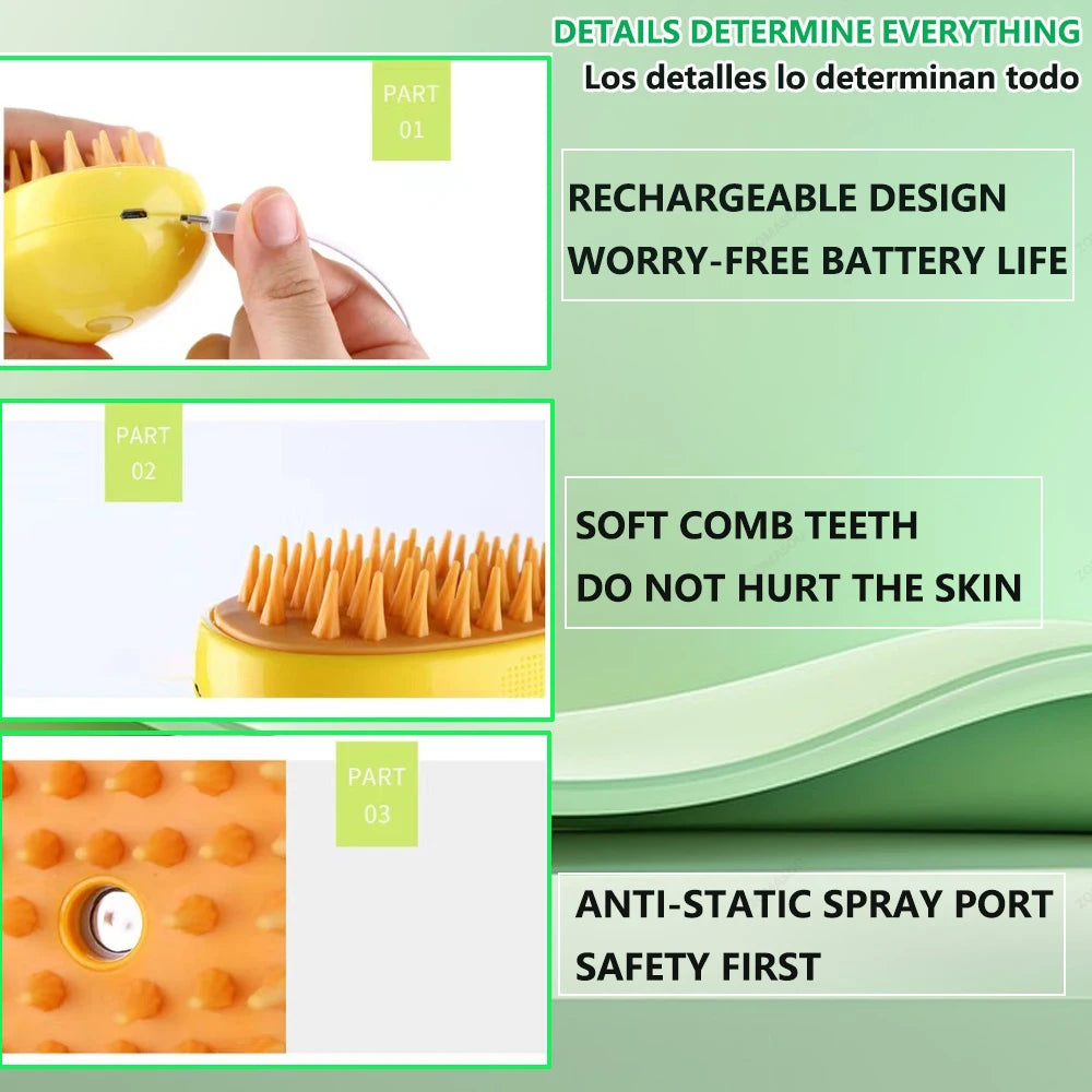 1/2Pcs Cat Steam Brush Steamy Dog Brush Electric Spray Cat Hair Brushes 3 in 1 for Massage Pet Grooming Comb Hair Removal Combs