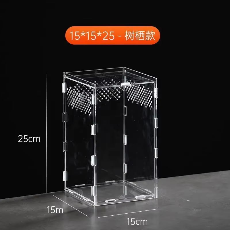 Reptile Acrylic Transparent Terrarium Breeding Box Turtle Cage Nano Arboreal Tarantula Enclosure Dearded Dragon Reptiles Habitat
