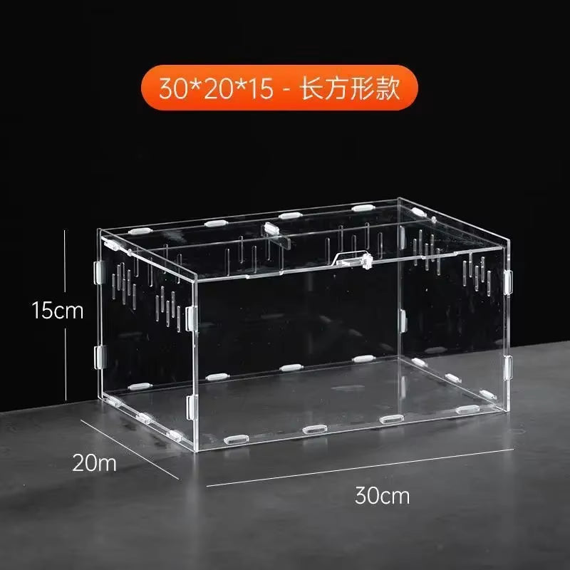 Reptile Acrylic Transparent Terrarium Breeding Box Turtle Cage Nano Arboreal Tarantula Enclosure Dearded Dragon Reptiles Habitat