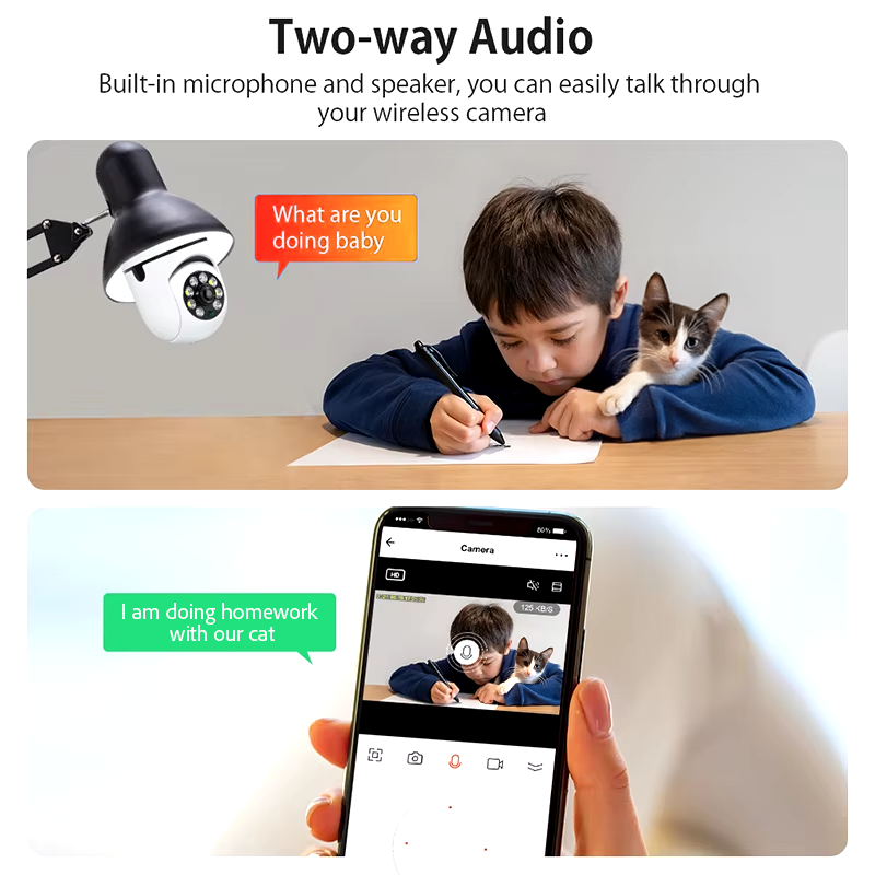 4G Wifi IP Camera E27 Bulb Cam 3MP Wireless Baby Monitor AI Tracking Security Video Surveillance Pet Cam Smartlife Indoor