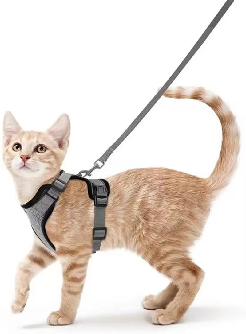 Cat Harness and Leash for Walking,Escape Proof Soft Adjustable Vest Harnesses for Cat,Breathable Reflective Strips Jacket