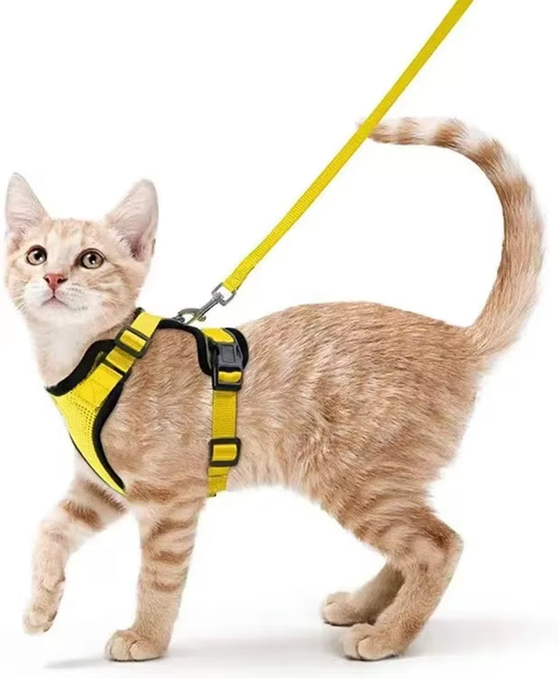 Cat Harness and Leash for Walking,Escape Proof Soft Adjustable Vest Harnesses for Cat,Breathable Reflective Strips Jacket