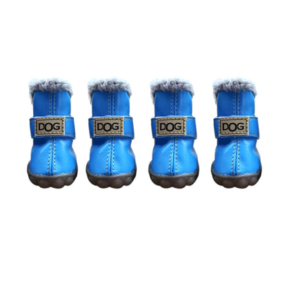 Warm Pet Snow Boots Dog Boots Non Slip Waterproof Winter Pet Dog Shoes Soft Plush/Pu for 4Pcs/Set Chihuahua