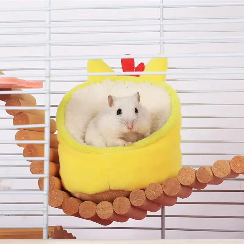 Winter Hamster Cotton House 1Pcs Soft Warm Small Animal Rooms Accessory Nest Guinea Pig Reusable Plush Sleeping Bag Pet Supplies