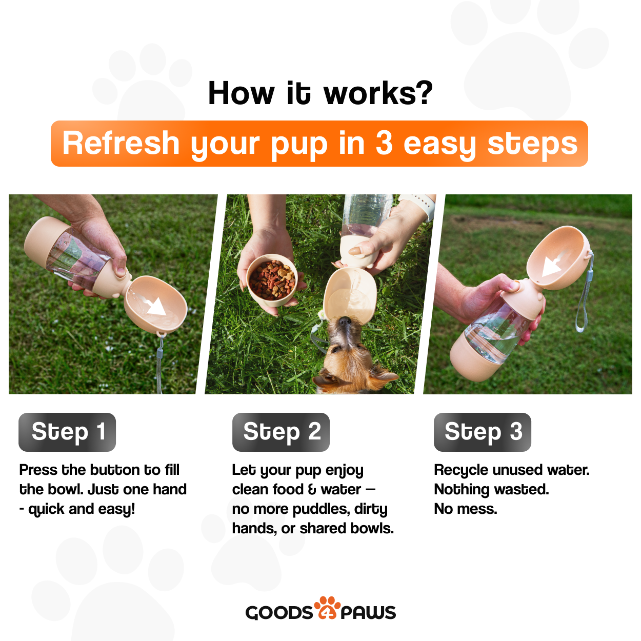 QuickSip Duo Dog Water Bottle 13 oz – Goods4Paws