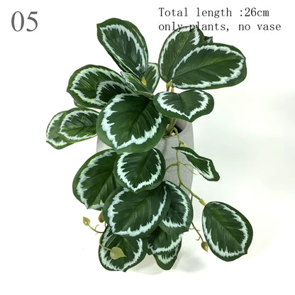 Artificial Plants Leaves Silk Tortoiseshell Fake Green Plants Flowers Simulation Potted Fairy Garden Home Living Room Decoration