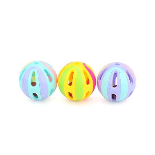 6Pcs Random Bell Plastic Ball Cat Toy Colorful Splicing 4.8Cm Pet Toy Accessory