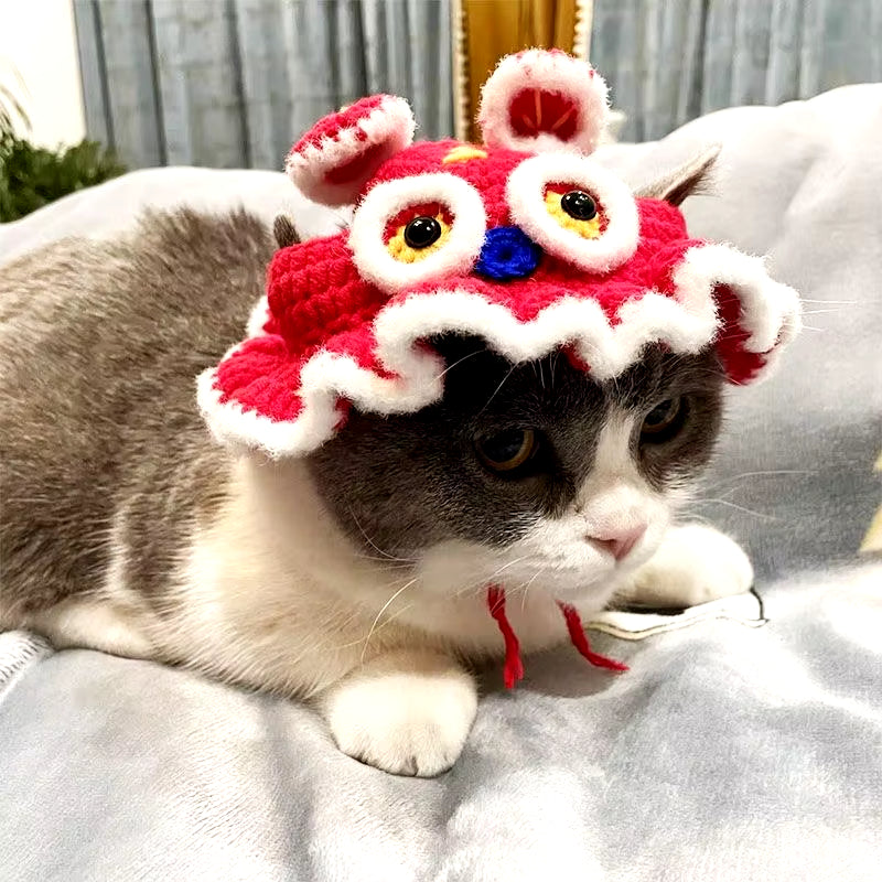 Cute Refined Cat Hat Elastic Autumn Winter Pet Hat Puppy Kittens Knitted Hat Party Photo Shoot Props Decoration Cat Accessories