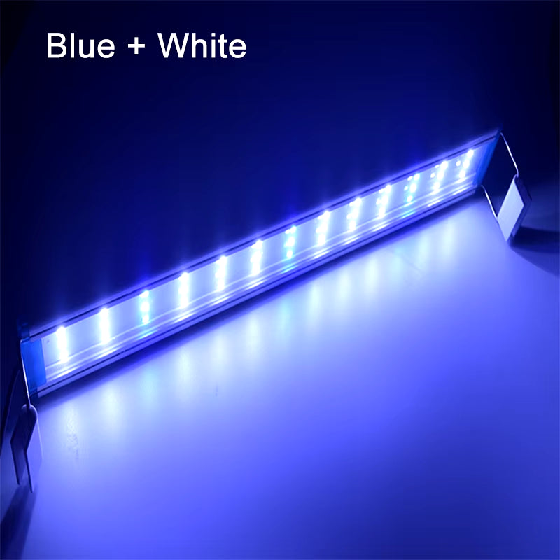 Aquarium LED Light Super Slim Fish Tank Aquatic Plant Grow Lighting Waterproof Bright Clip Lamp Blue LED 18-75Cm for Plants 220V