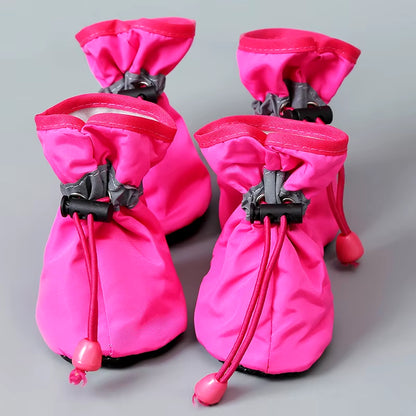 4Pcs/Set Waterproof Pet Dog Shoes Anti-Slip Rain Boots Footwear for Small Cats Dogs Puppy Dog Pet Booties Pet Paw Accessories