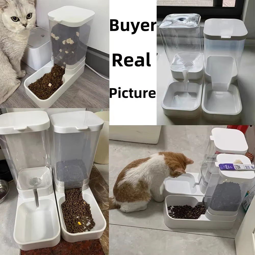 Automatic Cat Water Dispenser Gravity Dog Feeder Cat Feeder and Cats Water Dispenser Cat Feeder Food Storage Dispenser Container