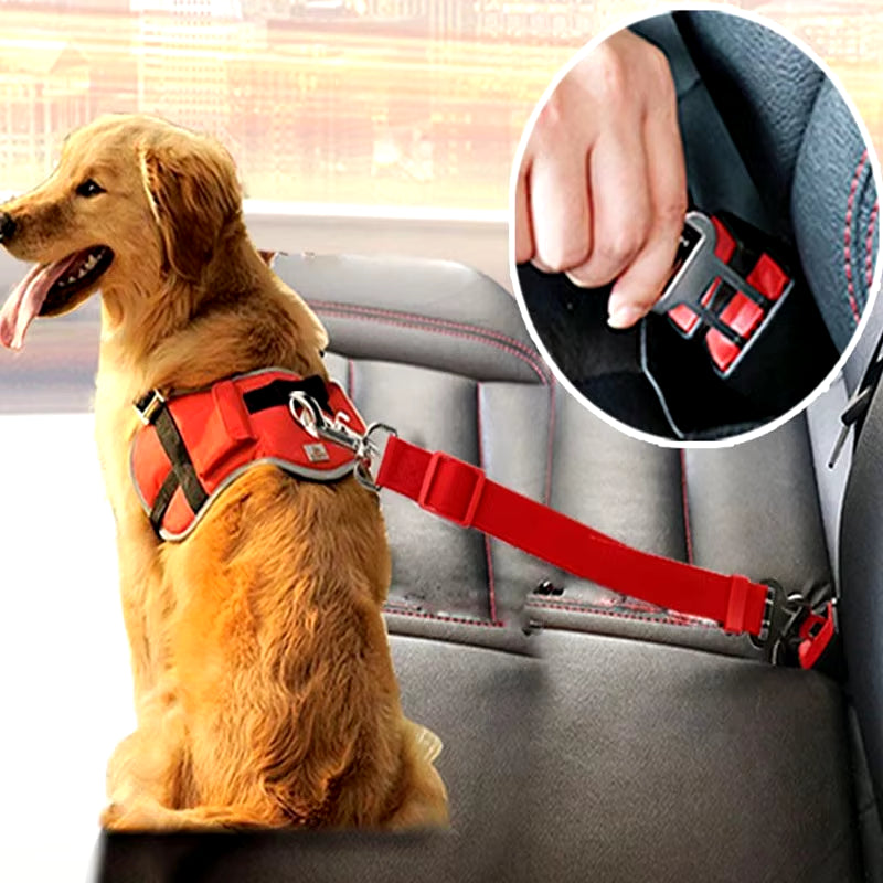 Adjustable Pet Cat Dog Car Seat Belt Pet Seat Vehicle Dog Harness Lead Clip Safety Lever Traction Dog Collars Dogs Accessoires