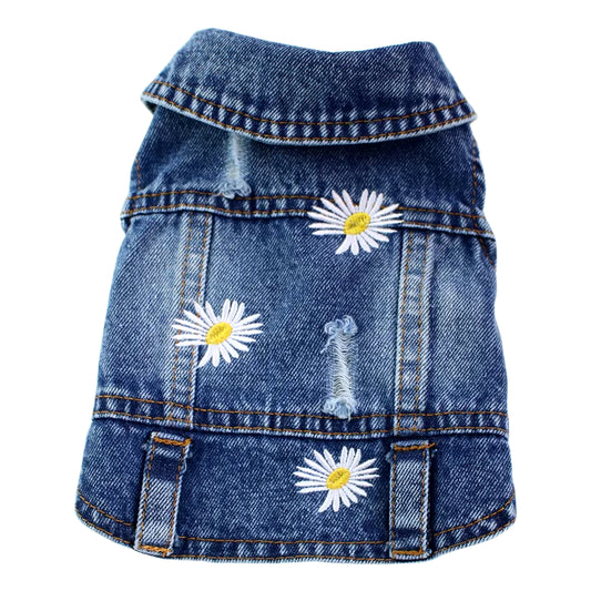 Retro Designer Dog Clothes for Small Dogs Handsome Puppy Denim Jacket Durable French Bulldog Jeans Vest Four Seasons Universal