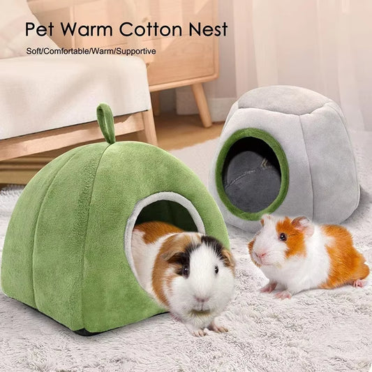 Hamster House Guinea Pig Cage Hamster Cotton House Small Animal Nest Winter Warm Pet Bed for Rodent/Guinea Pig/Rat/Hedgehog