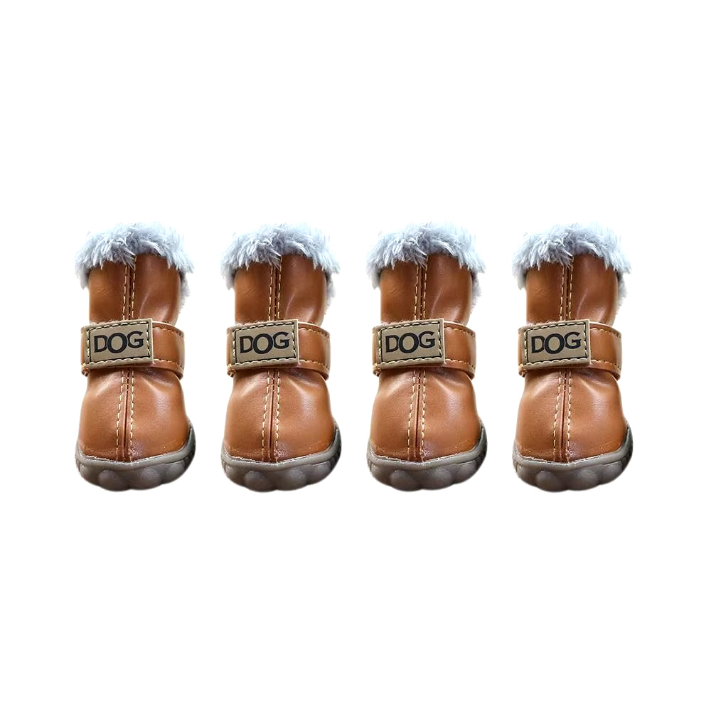 Warm Pet Snow Boots Dog Boots Non Slip Waterproof Winter Pet Dog Shoes Soft Plush/Pu for 4Pcs/Set Chihuahua