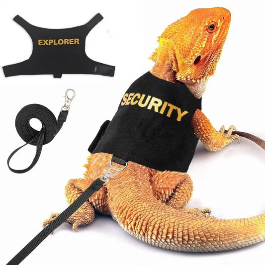 Multi Lizard Leash Harness Soft Padding Reptile Leather Dragon Wings Vest Top with Hook and Loop Small Animals Cute Clothes