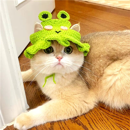 Cute Refined Cat Hat Elastic Autumn Winter Pet Hat Puppy Kittens Knitted Hat Party Photo Shoot Props Decoration Cat Accessories