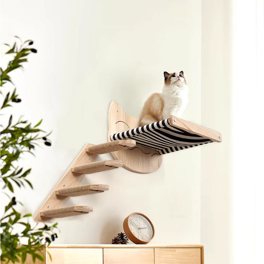 Cat Hammocks Climbing Shelf Wall Mounted Jumping Platform with Sisal Rope Scratching Grinding Claws Toy for Most Kitten Cats