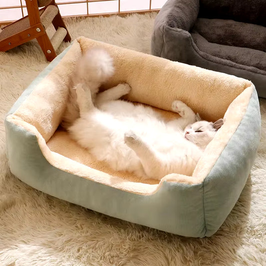 Cat Dog Nests Square Mat Winter Warm Comfortable Long Plush Pet Mat Small Cat Dog Sofa Bed Four Seasons Universal Pet Supplies