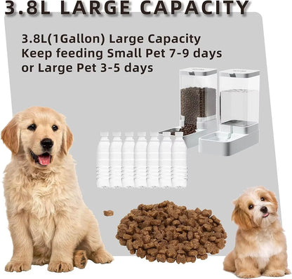 Automatic Cat Water Dispenser Gravity Dog Feeder Cat Feeder and Cats Water Dispenser Cat Feeder Food Storage Dispenser Container