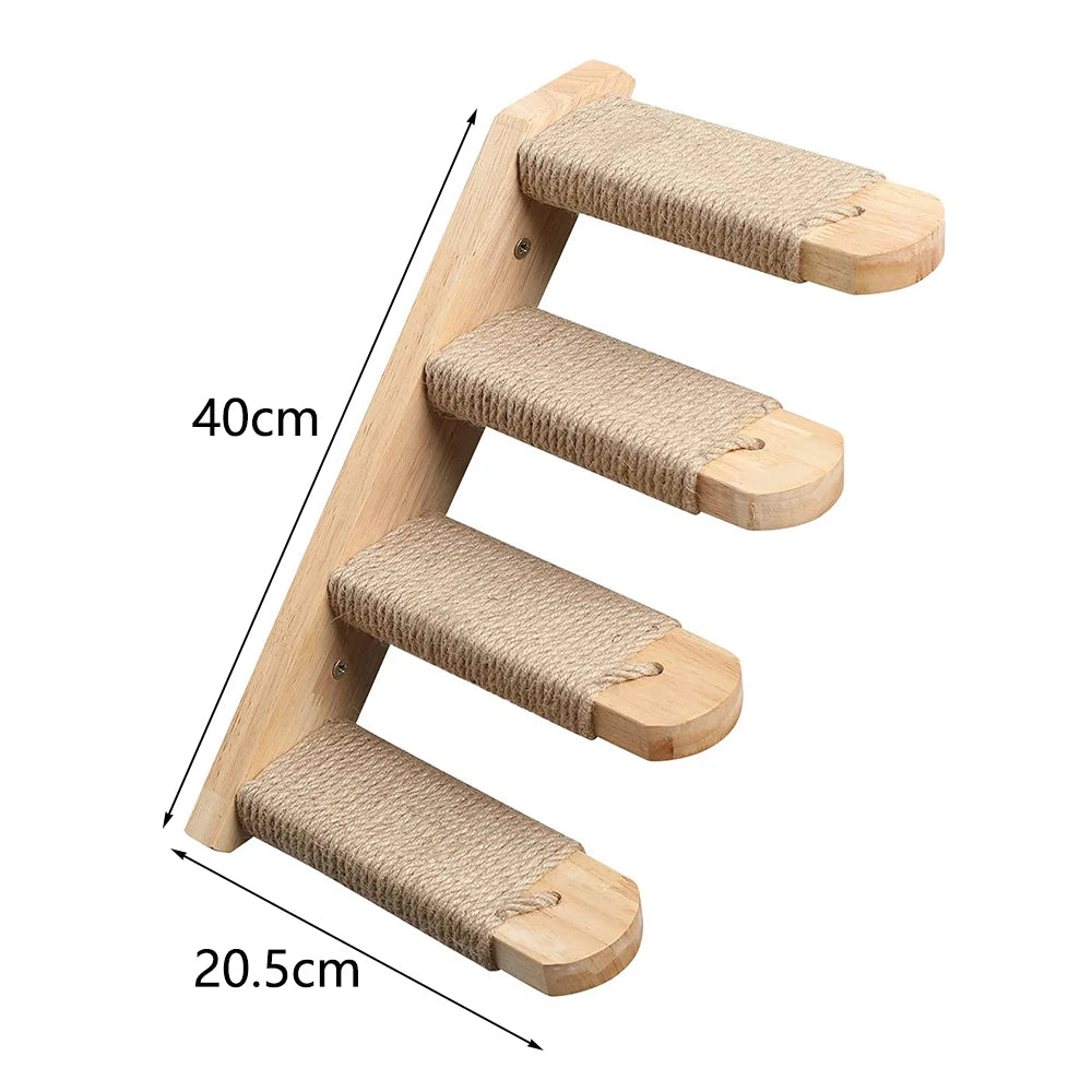 Cat Wall Furniture Climbing Shelf Wall Mounted Steps Stairway with Sisal Rope Scratching Grinding Claws Toy for Most Kitten Cats