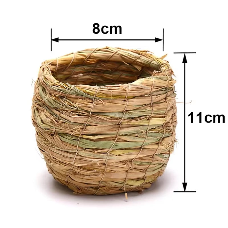 1Pc Natural Handmade Straw Bird Nest Pigeon House Parrot Nest Warm Pet Bedroom Courtyard Small Animal Bird Cages