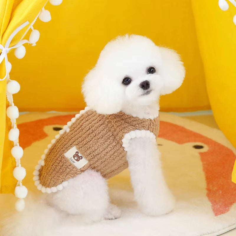 Soft Dog Cat Jacket Vest Winter Dogs Clothes Teddy Chihuahua Coat French Bulldog Apparel for Small Mid Dogs Puppy Warm Clothing