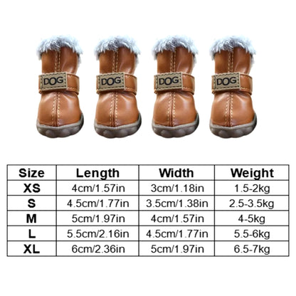 Warm Pet Snow Boots Dog Boots Non Slip Waterproof Winter Pet Dog Shoes Soft Plush/Pu for 4Pcs/Set Chihuahua