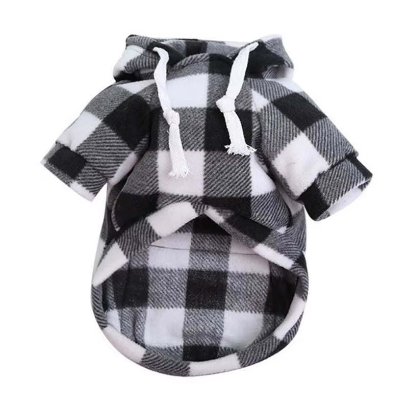 Winter Warm Dog Hoodie Pet Jacket Plaid Pocket Coat Cold Weather Dog Clothes Pet Apparel for Small Medium Large Dogs