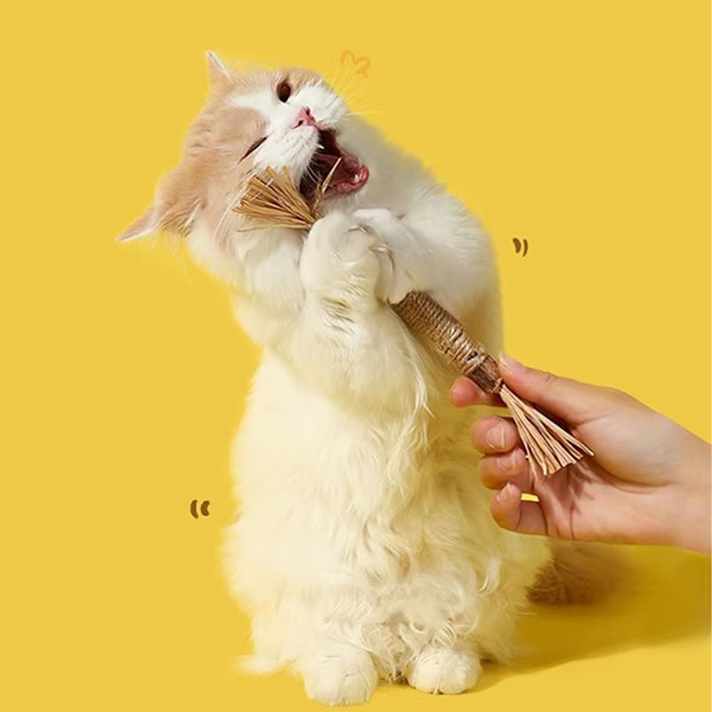 1 Pc Cat Toys Silvervine Chew Stick Polygonum Kitty Raffia Grass Pet Supplies Cleaning Teeth Stick Pet Bite Cat Toy Hemp Rope