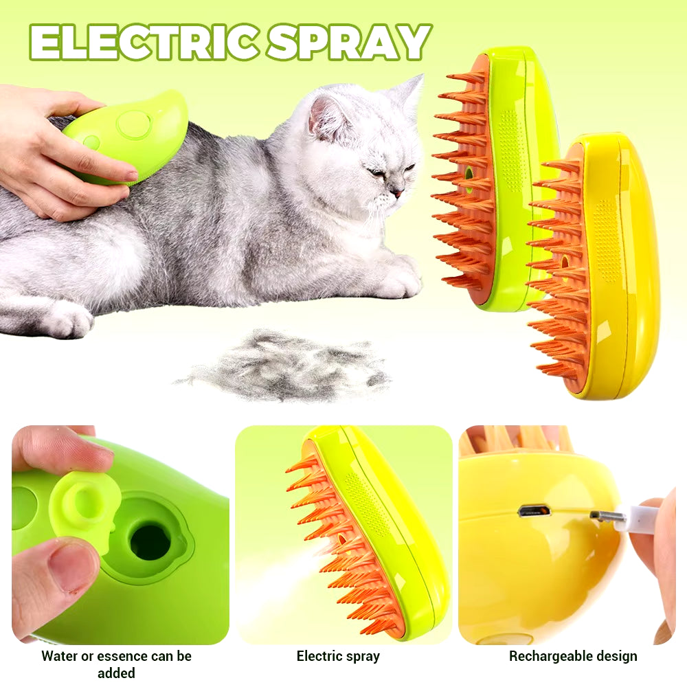 Cat Steam Brush Steamy Dog Brush 3 in 1 Electric Spray Cat Hair Brushes for Massage Pet Grooming Comb Hair Removal Combs