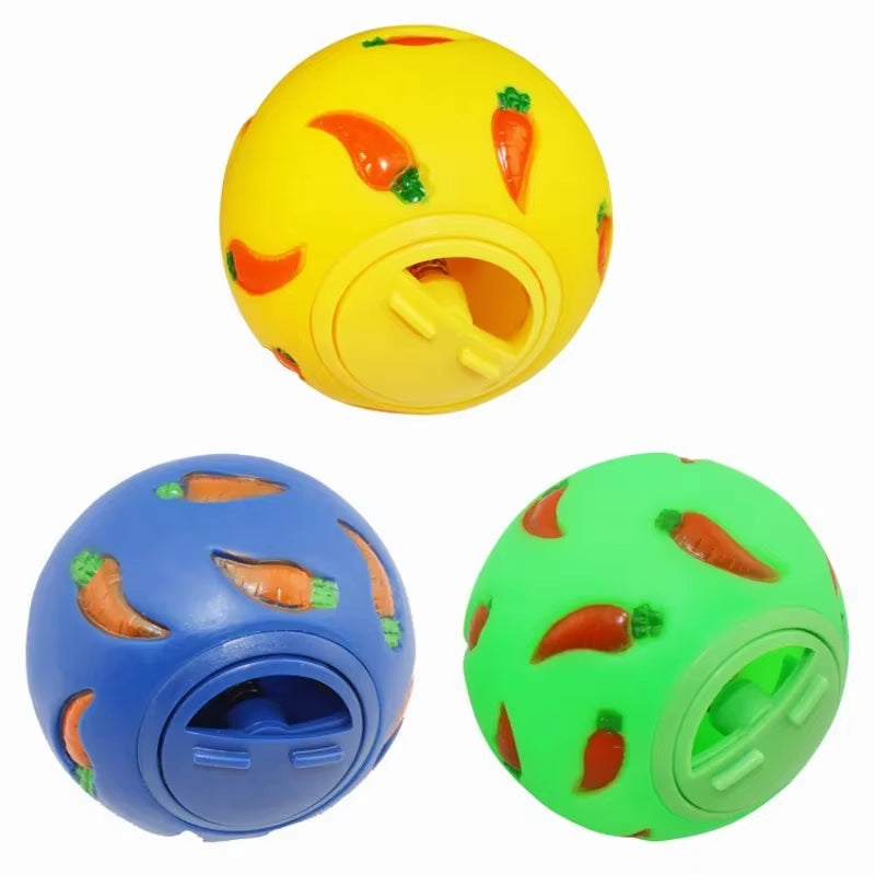 Rabbit Treat Ball Pet Slow Feeder Interactive Bunny Toy Snack Toy Ball Bite Resistant Feeding Toys Kitty Guinea Pig Cat Supplies