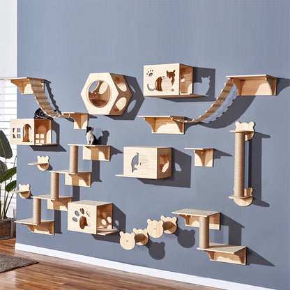 Cat Wall Furniture Climbing Shelf Wall Mounted Steps Stairway with Sisal Rope Scratching Grinding Claws Toy for Most Kitten Cats