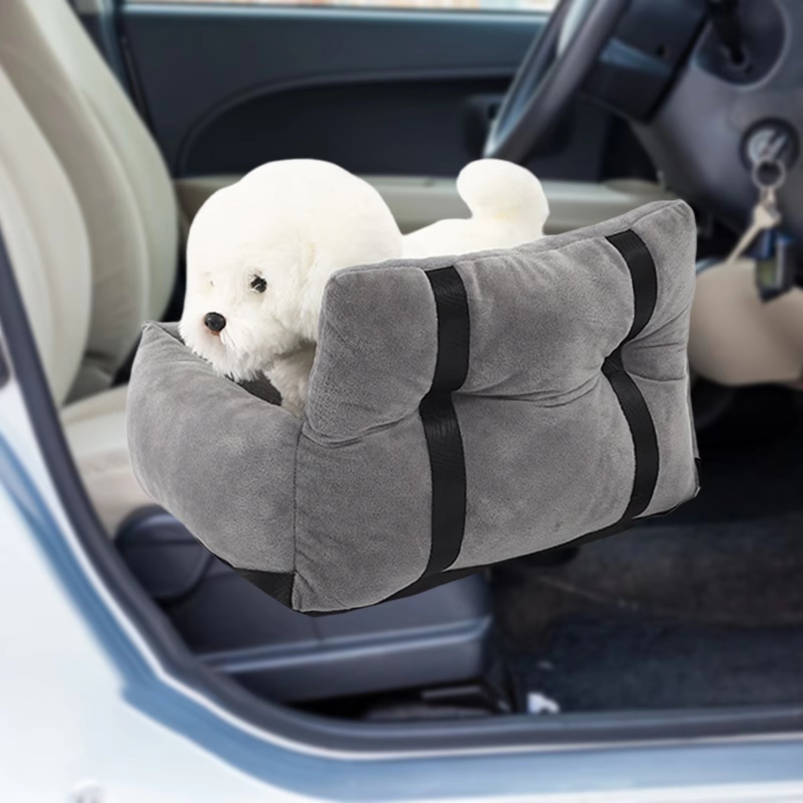 Dog Car SUV Seat Puppy Bed with Adjustable Fixed Strap Non-Slip Bottom Dog Seat for Dog Cat Traveling Carry Supplies