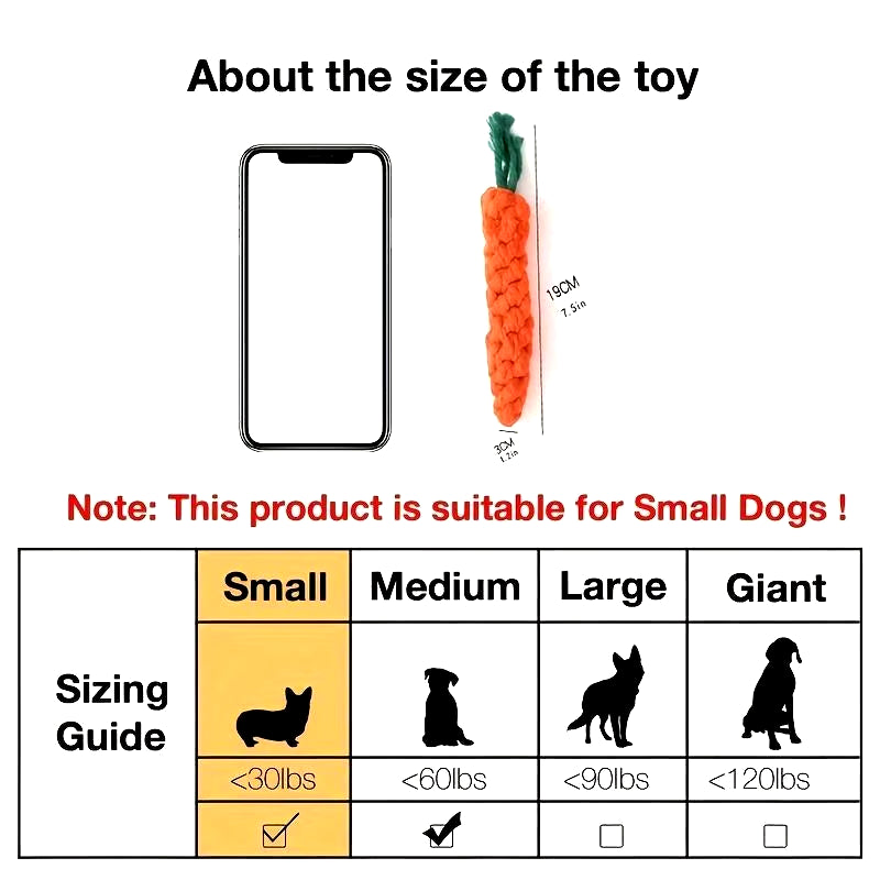 1Pc Pet Knot Toy for Dog and Cat Carrot Shape Dog Chew Toys Cotton Rope Toys for Indoor Dogs Cat Toys Dog Accessories