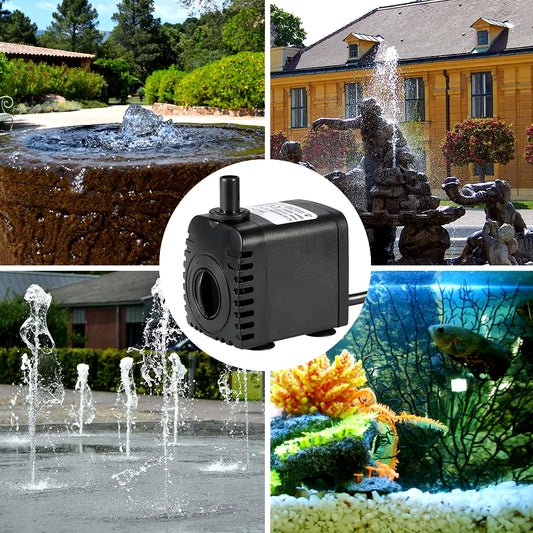 600L/H 8W Submersible Water Pump for Aquarium Tabletop Fountains Pond Water Gardens and Hydroponic Systems with 2 Nozzles