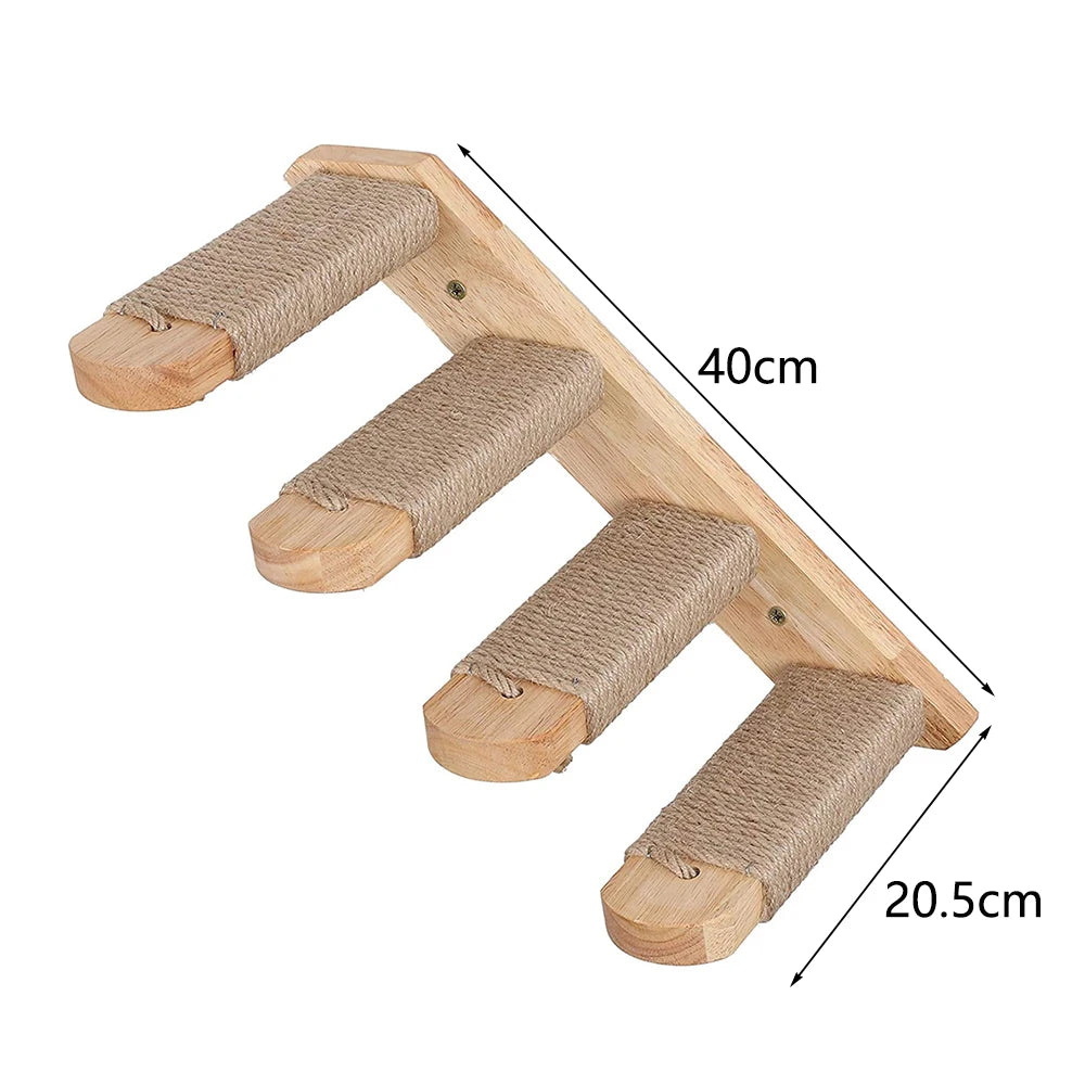 Cat Wall Furniture Climbing Shelf Wall Mounted Steps Stairway with Sisal Rope Scratching Grinding Claws Toy for Most Kitten Cats