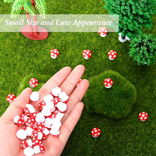 50Pcs Tiny Resin Mushroom Mini Mushrooms Miniature Figurines for Micro Garden Landscape Terrarium Crafts Dollhouse Decoration