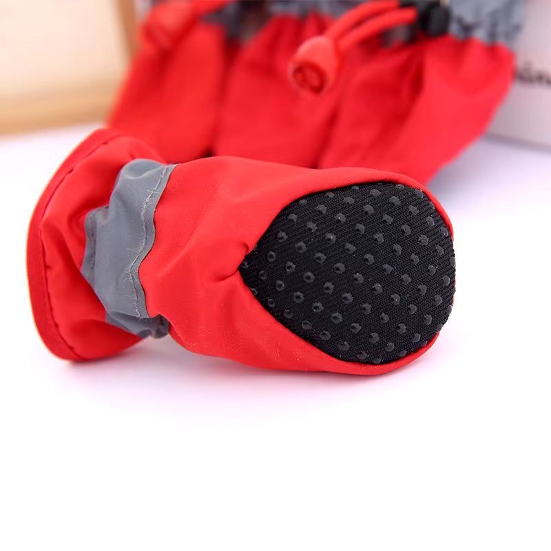 4Pcs/Set Waterproof Pet Dog Shoes Anti-Slip Rain Boots Footwear for Small Cats Dogs Puppy Dog Pet Booties Pet Paw Accessories