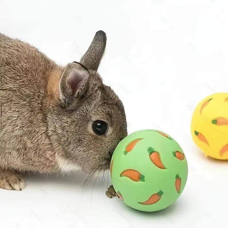 Rabbit Treat Ball Pet Slow Feeder Interactive Bunny Toy Snack Toy Ball Bite Resistant Feeding Toys Kitty Guinea Pig Cat Supplies