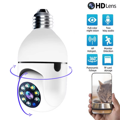 4G Wifi IP Camera – E27 Bulb Cam, 3MP Wireless Pet Cam with AI Tracking