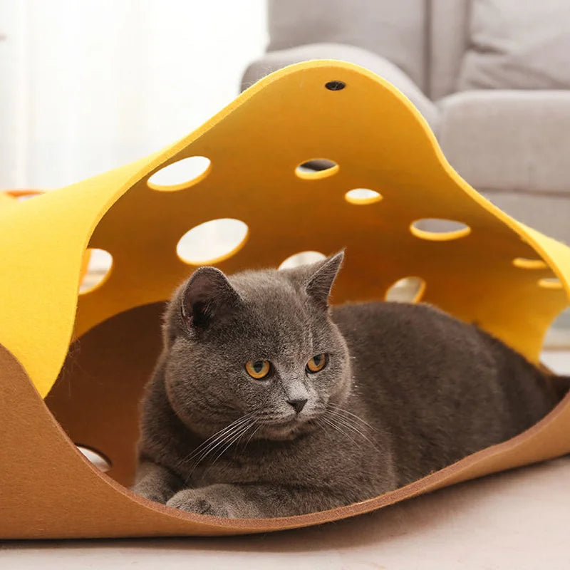 99 Shapes Splicing Cat Tunnel Felt Pom Nest Deformable Kitten Toy Collapsible Tube House DIY Interactive Pet Pusscat Beds Mats