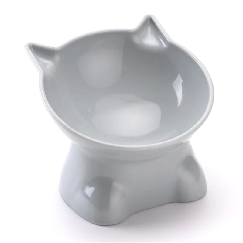 Pet Bowl Large Capacity Cats Bowls Oblique Mouth Cute Cartoon Cat Shape Puppy Food Dispenser Feeder Small Animal Dog Accessories