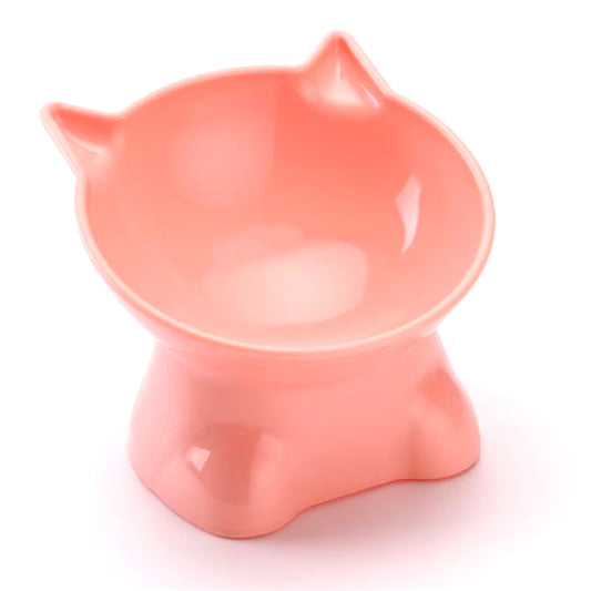 Pet Bowl Large Capacity Cats Bowls Oblique Mouth Cute Cartoon Cat Shape Puppy Food Dispenser Feeder Small Animal Dog Accessories